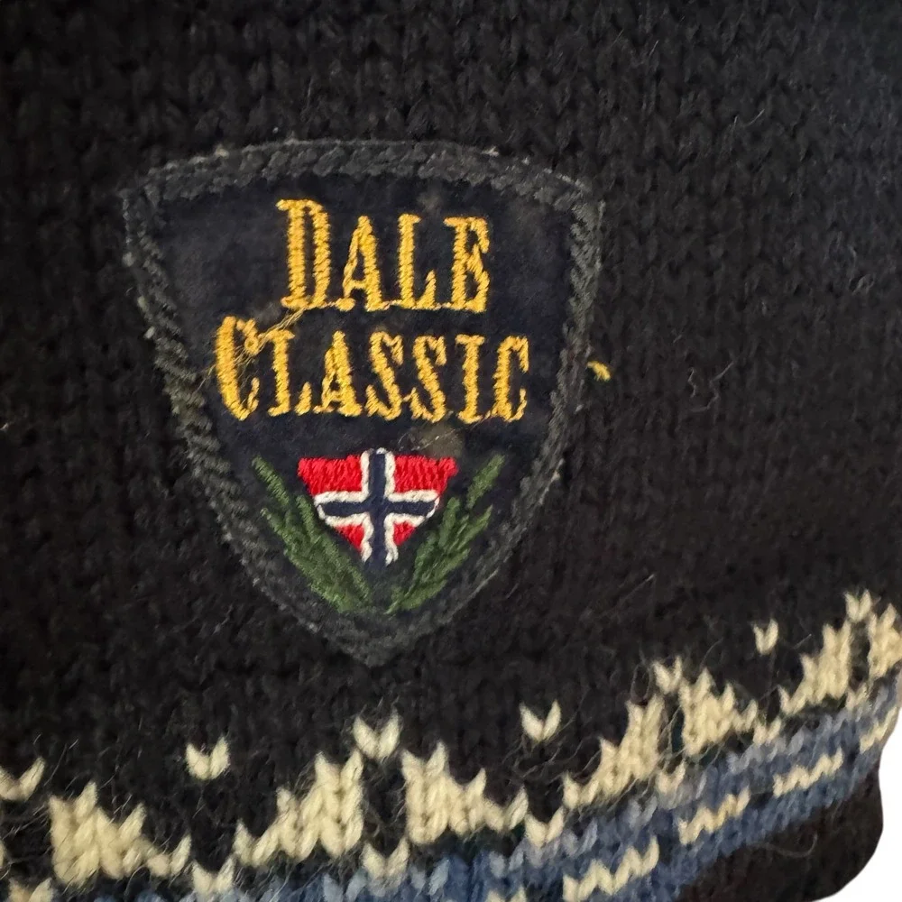 Dale of Norway Salt Lake 2002 Olympics Wool Cardigan Sweater Navy Blue Mens XL